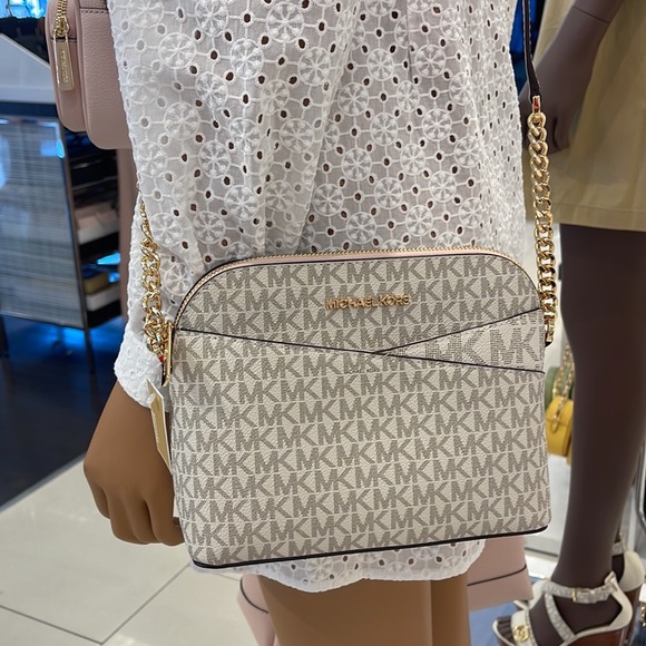 MICHAEL KORS Jet Set Medium Logo Dome Satchel Crossbody 
Powder Blush 
NWT - Picture 4 of 16